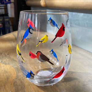 Multi Birds Stemless Wine Glass